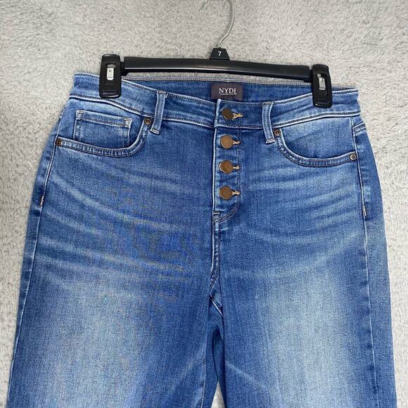 NYDJ womens button fly high waisted wide leg crop lift tuck tummy control 8 - Picture 4 of 11